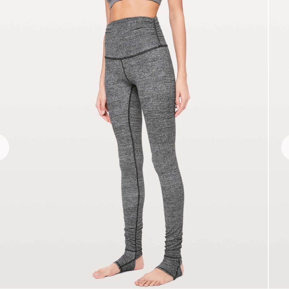 Lululemon Still Mind Tight 28” Leggings Interlink Ice Grey Black Women Size 4